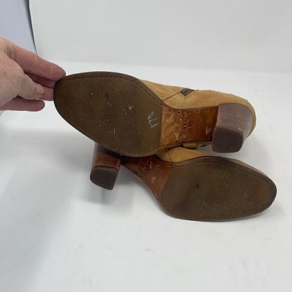 Frye Women's Mid-Calf Suede Blocked Heel Ankle Boots Tan Size 7.5 - Picture 6 of 7